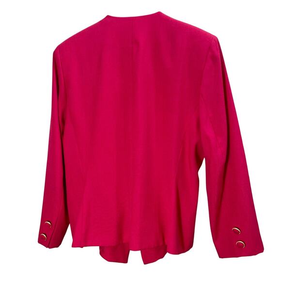 Vintage 90s Kasper Pink Blazer Boxy Woven Embroidered Glam Suit Jacket Size 16 - Picture 6 of 11